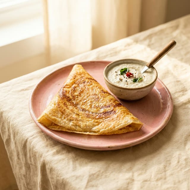 Golden dosa with chutney